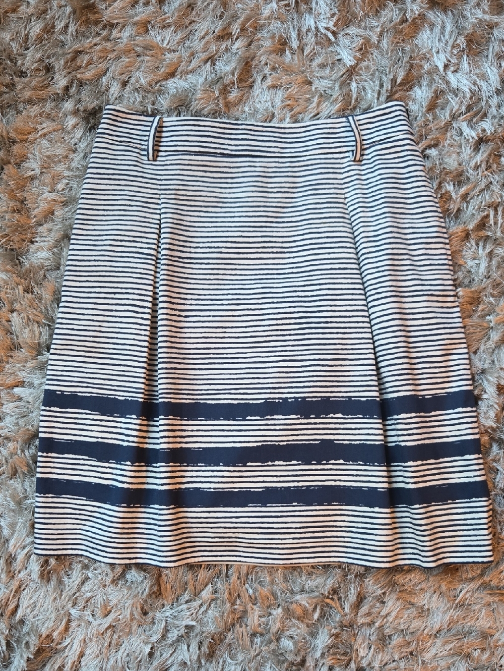 Weekend Max Mara Nautical Navy and White Striped A-Line Skirt